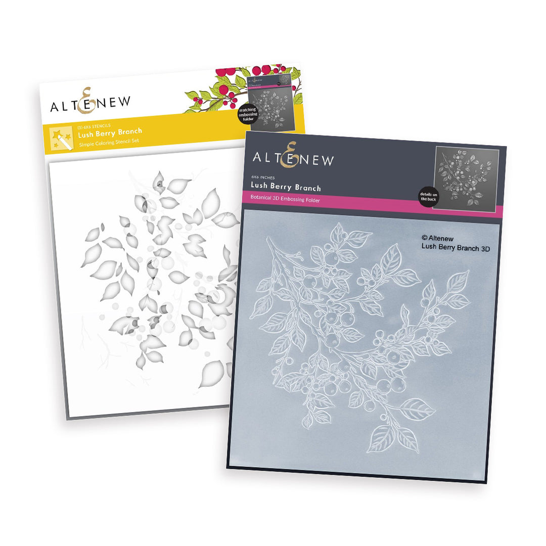 Stencil & Embossing Folder Bundle Lush Berry Branch
