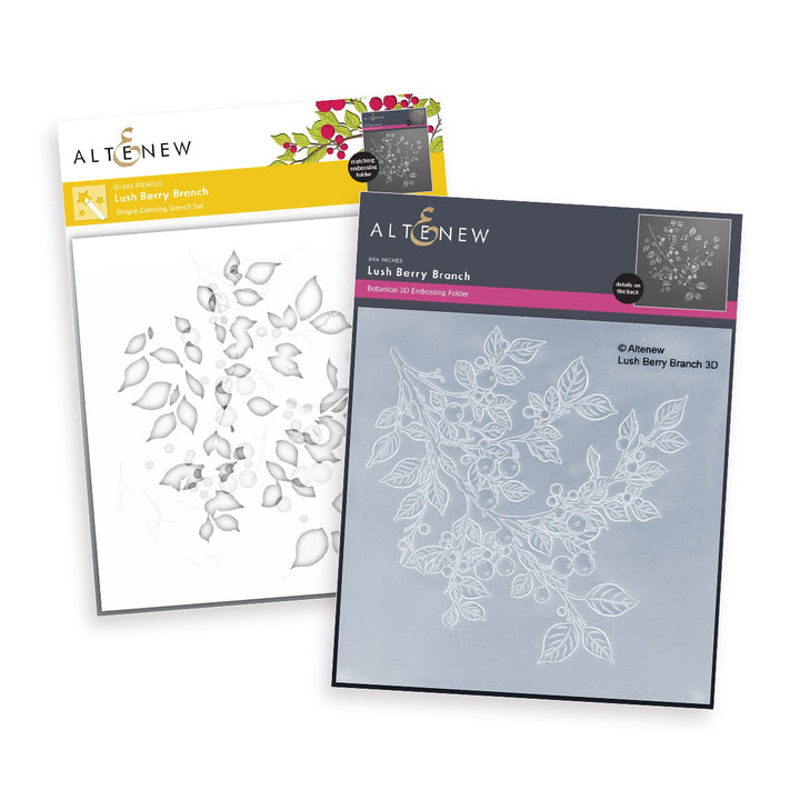 Stencil & Embossing Folder Bundle Lush Berry Branch