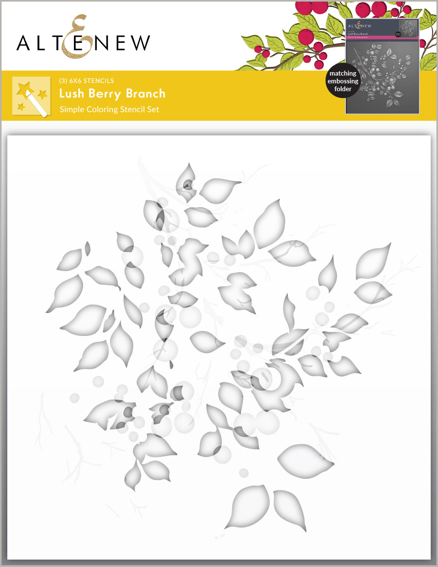 Stencil & Embossing Folder Bundle Lush Berry Branch