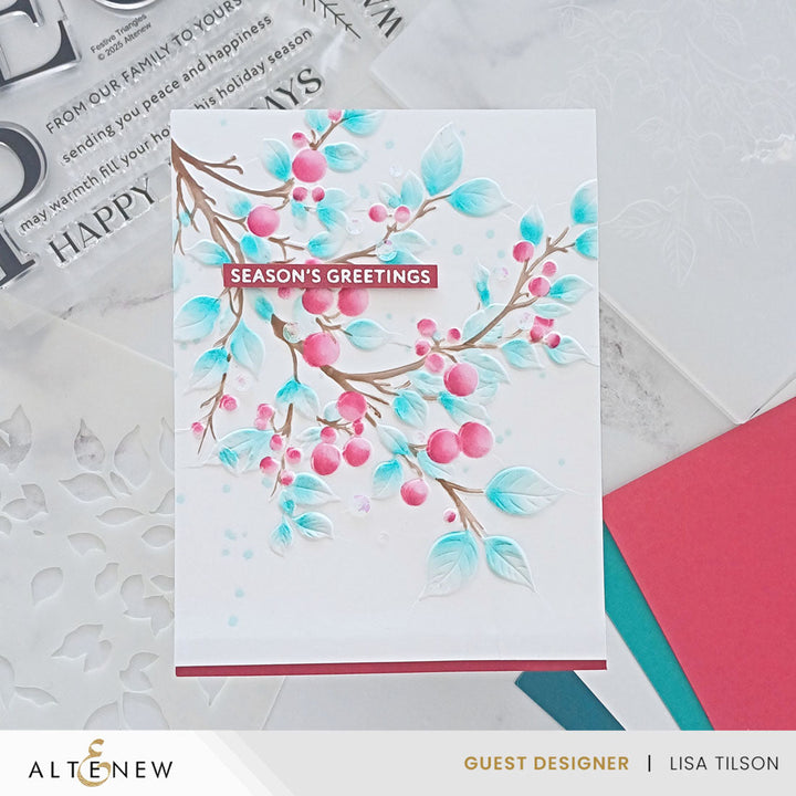 Stencil & Embossing Folder Bundle Lush Berry Branch