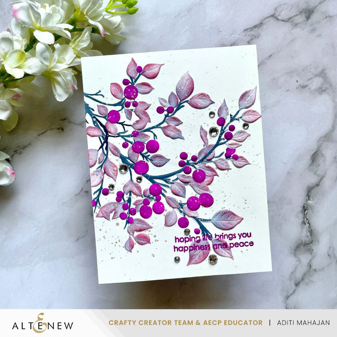 Stencil & Embossing Folder Bundle Lush Berry Branch