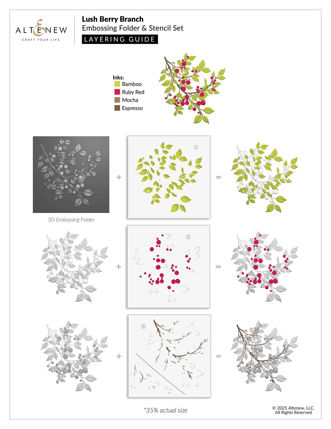 Stencil & Embossing Folder Bundle Lush Berry Branch