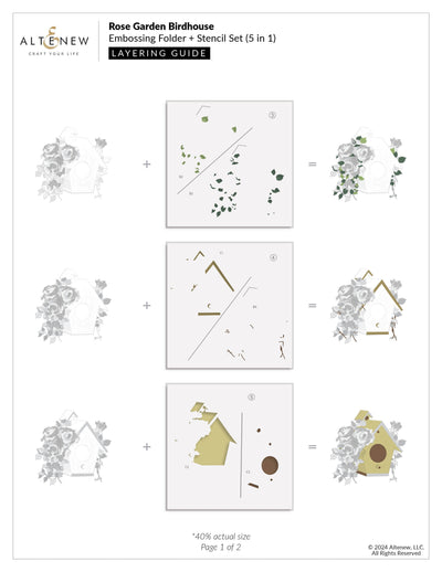 Stencil & Embossing Folder Bundle Rose Garden Birdhouse