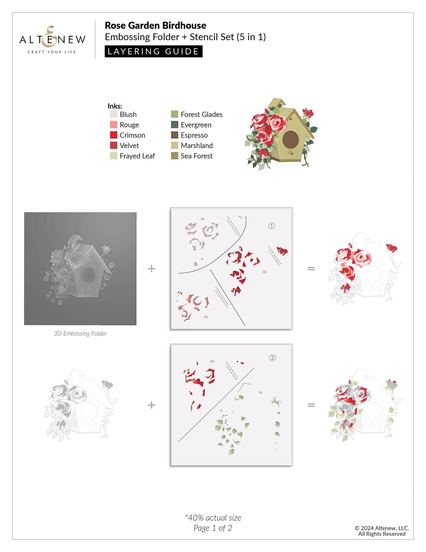 Stencil & Embossing Folder Bundle Rose Garden Birdhouse