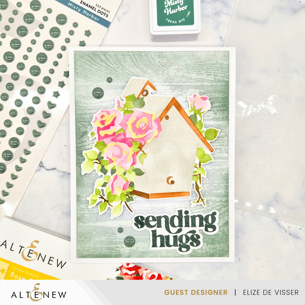 Stencil & Embossing Folder Bundle Rose Garden Birdhouse