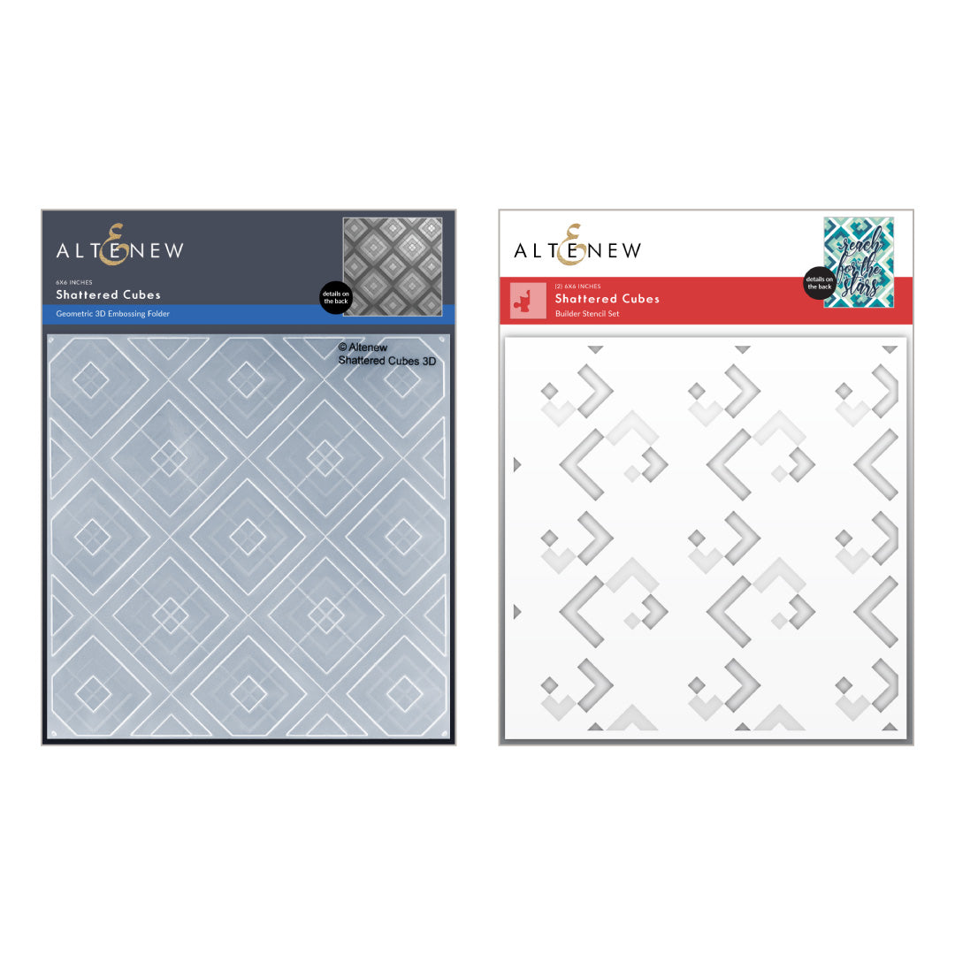 Stencil & Embossing Folder Bundle Shattered Cubes