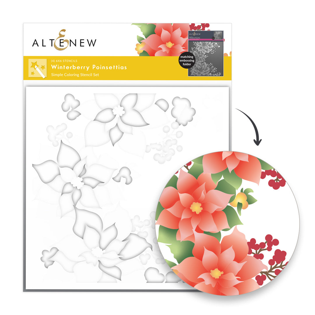 Stencil & Embossing Folder Bundle Winterberry Poinsettias