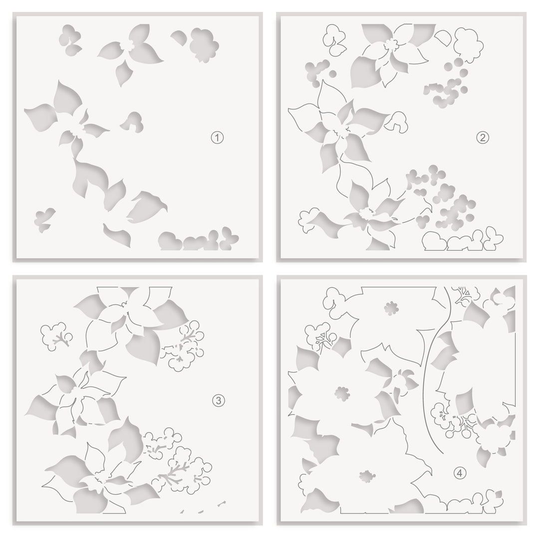 Stencil & Embossing Folder Bundle Winterberry Poinsettias
