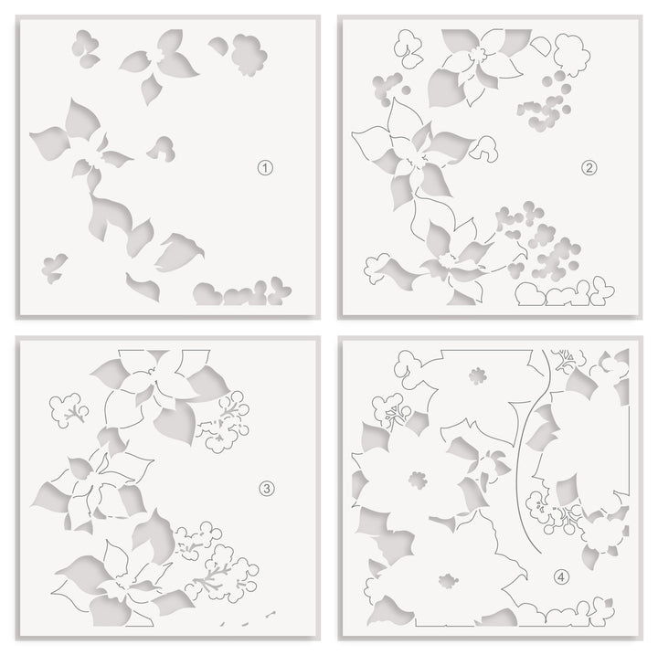 Stencil & Embossing Folder Bundle Winterberry Poinsettias