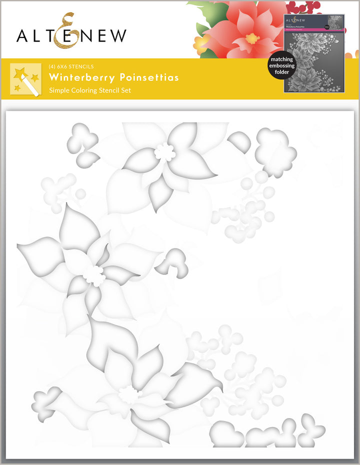 Stencil & Embossing Folder Bundle Winterberry Poinsettias