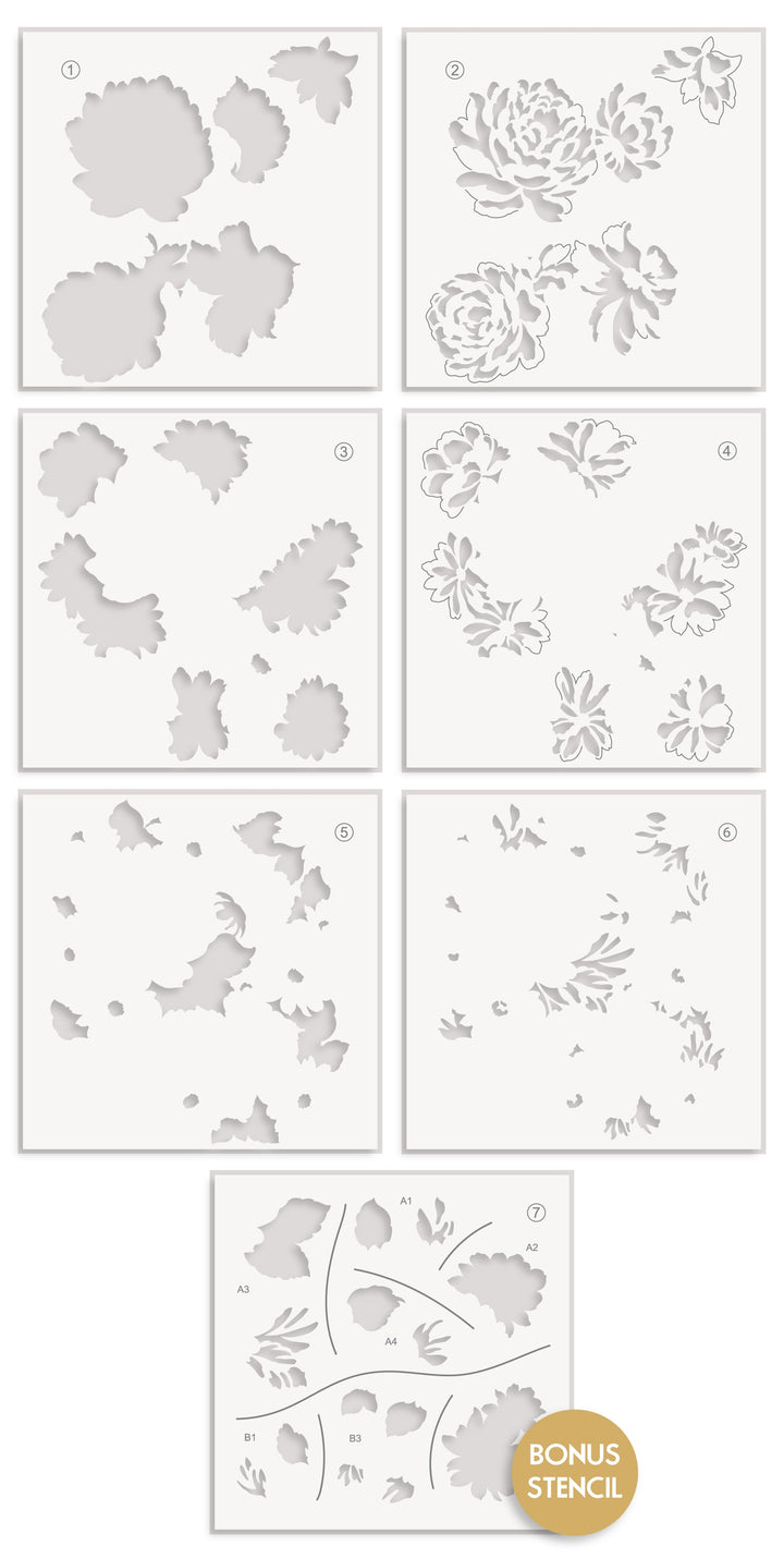 Stencil Flower Bed Layering Stencil Set (6 in 1)