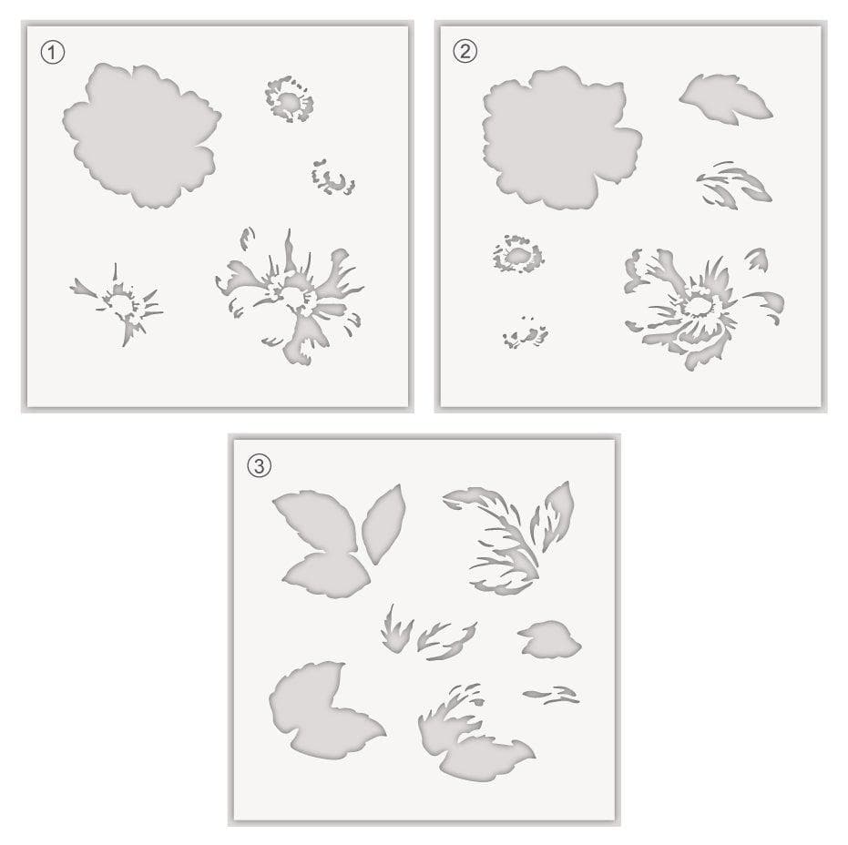 Stencil Greenwood Flowers Stencil Set (3 in 1)