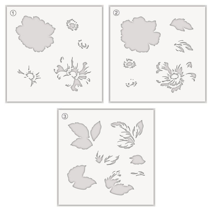 Stencil Greenwood Flowers Stencil Set (3 in 1)