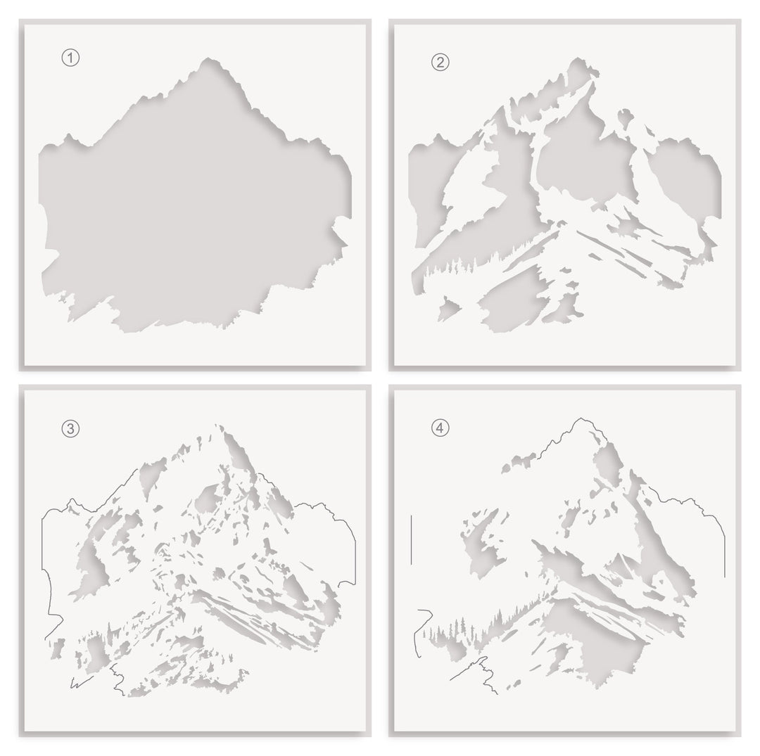 Stencil Majestic Mountains Layering Stencil Set (4 in 1)