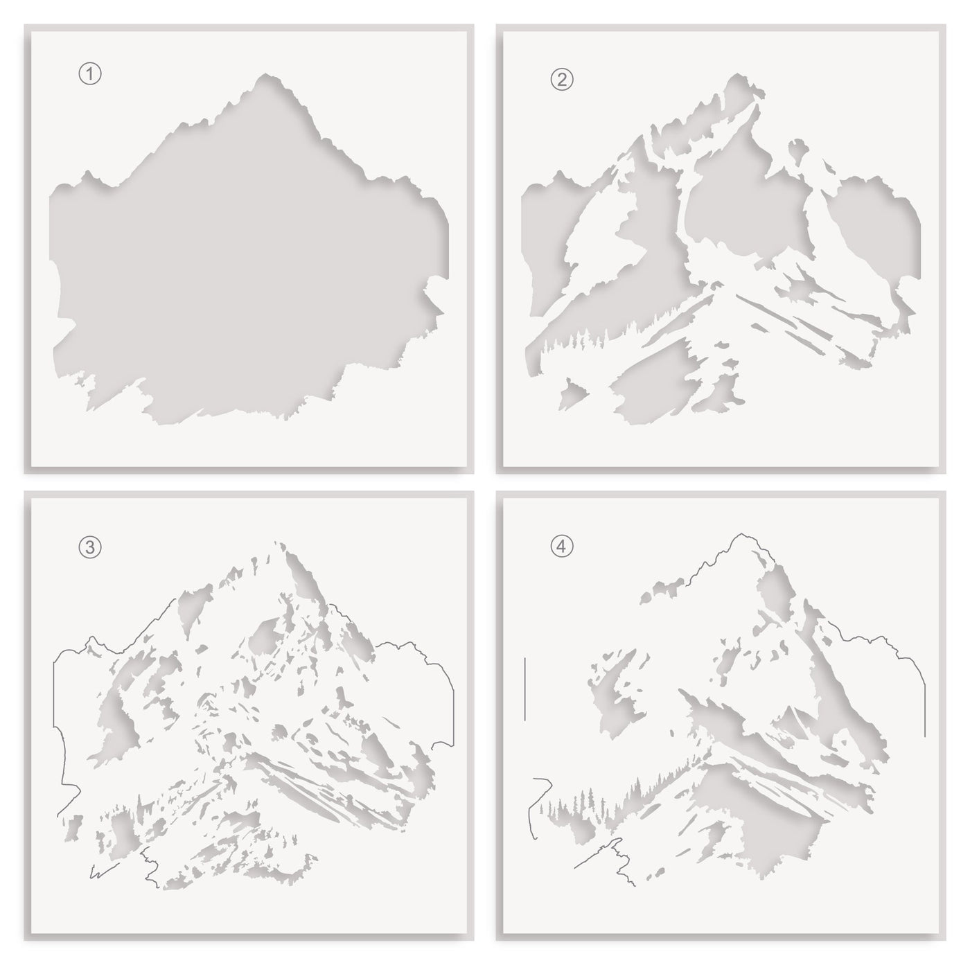 Stencil Majestic Mountains Layering Stencil Set (4 in 1)