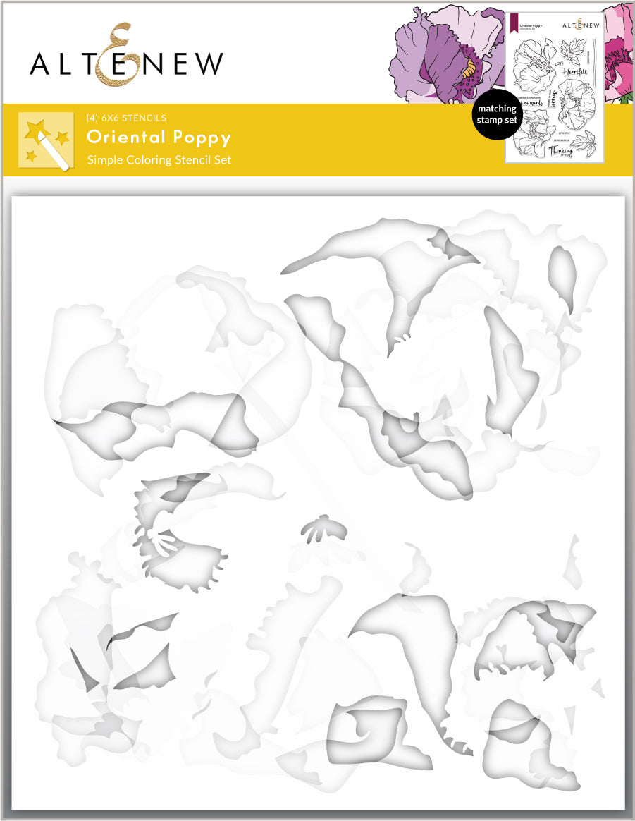 Stencil Oriental Poppy Simple Coloring Stencil Set (4 in 1)