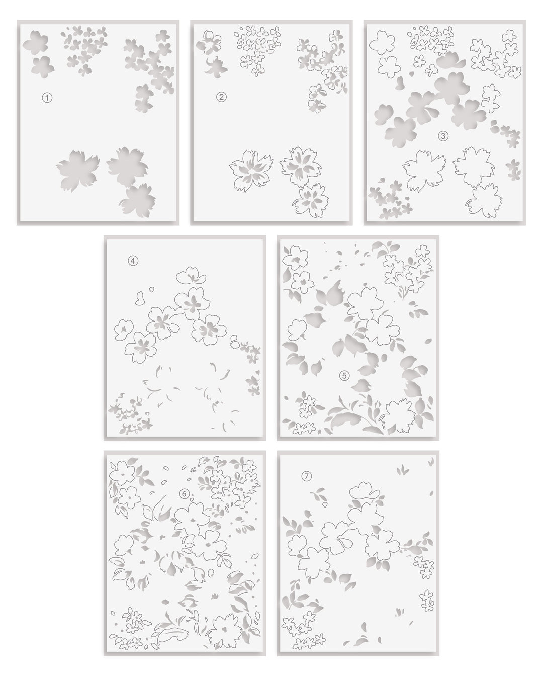 Stencil Stencil Art: Ditsy Flowers Wallpaper Layering Stencil Set (7 in 1)