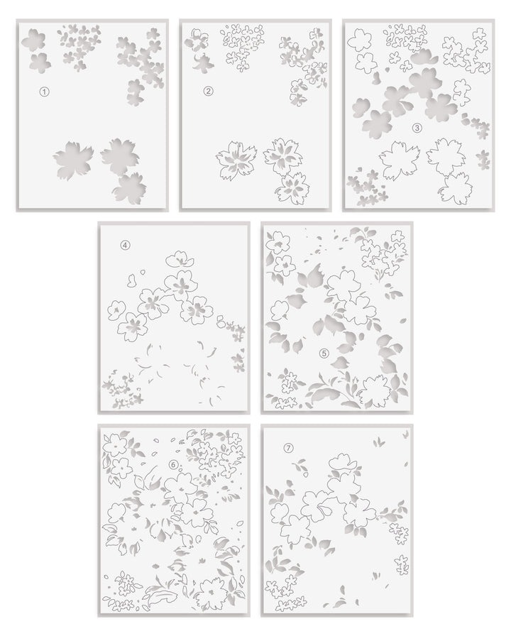 Stencil Stencil Art: Ditsy Flowers Wallpaper Layering Stencil Set (7 in 1)