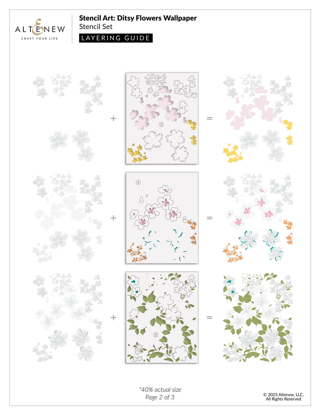 Stencil Stencil Art: Ditsy Flowers Wallpaper Layering Stencil Set (7 in 1)