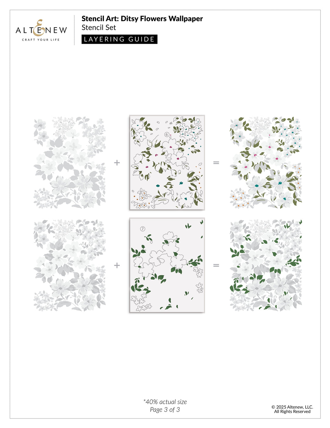 Stencil Stencil Art: Ditsy Flowers Wallpaper Layering Stencil Set (7 in 1)
