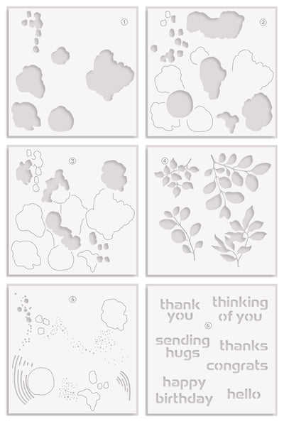 Stencil Stencil Art: Nature Splashes Layering Stencil Set (6 in 1)