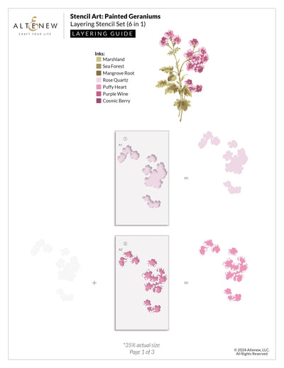 Stencil Stencil Art: Painted Geraniums Layering Stencil Set (6 in 1)