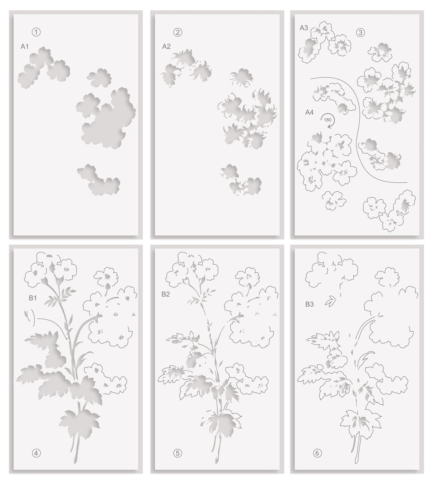 Stencil Stencil Art: Painted Geraniums Layering Stencil Set (6 in 1)