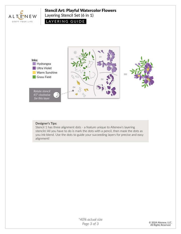 Stencil Stencil Art: Playful Watercolor Flowers Layering Stencil Set (6 in 1)