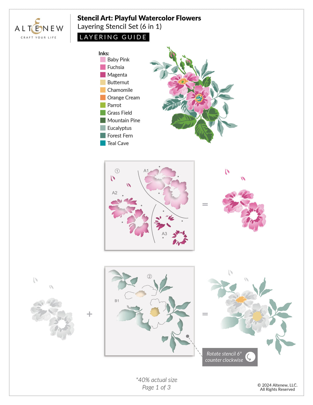 Stencil Stencil Art: Playful Watercolor Flowers Layering Stencil Set (6 in 1)