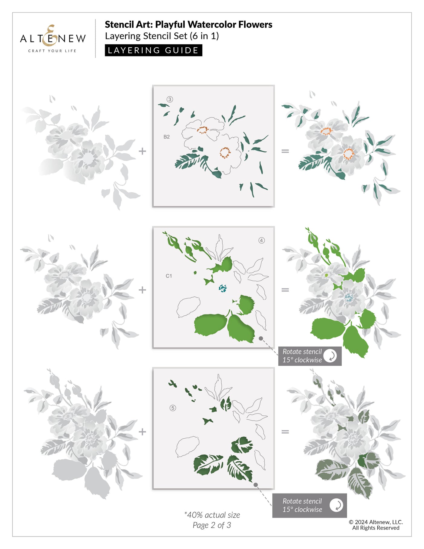 Stencil Stencil Art: Playful Watercolor Flowers Layering Stencil Set (6 in 1)