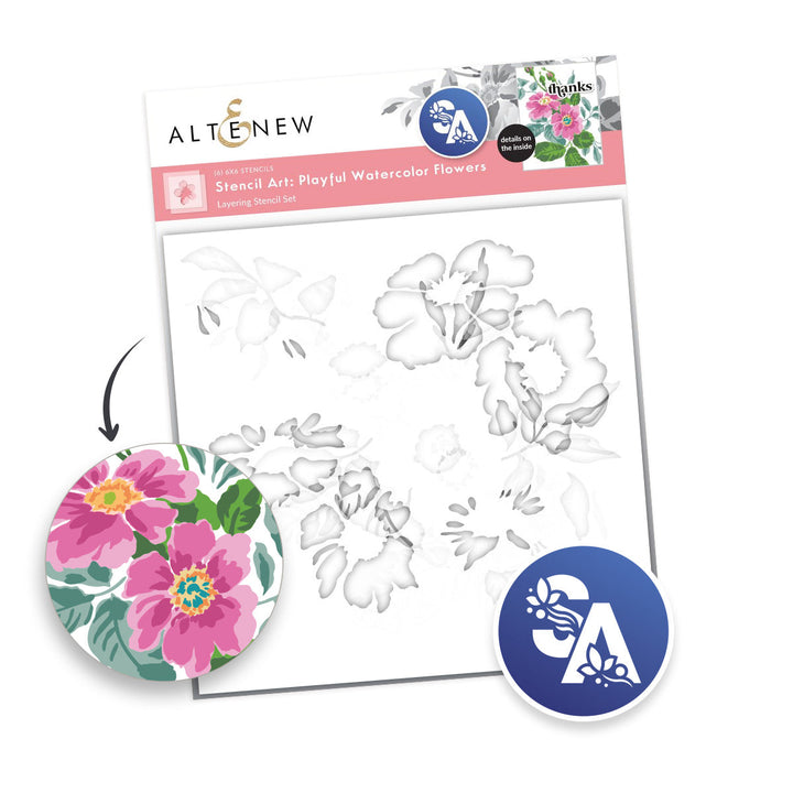 Stencil Stencil Art: Playful Watercolor Flowers Layering Stencil Set (6 in 1)