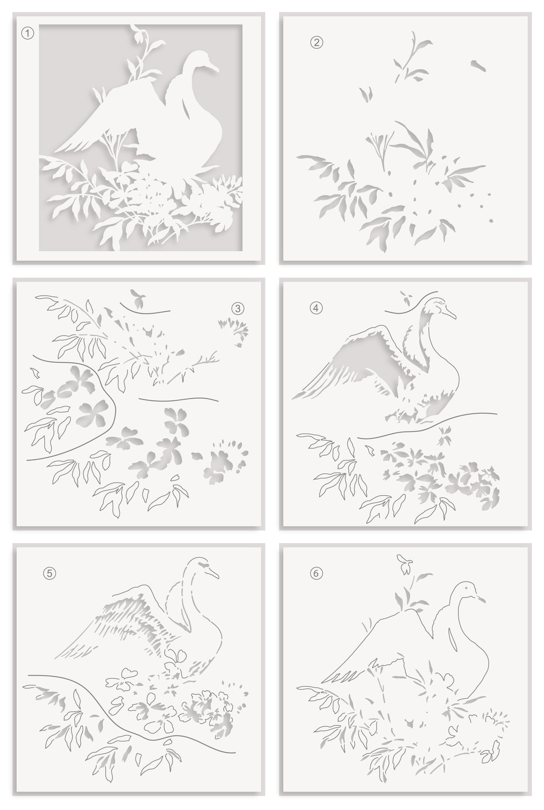 Stencil Stencil Art: Swan Serenade Layering Stencil Set (6 in 1)