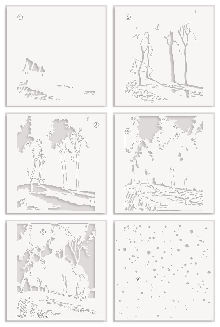 Stencil Stencil Art: Where Nature Meets Home Layering Stencil Set (6 in 1)