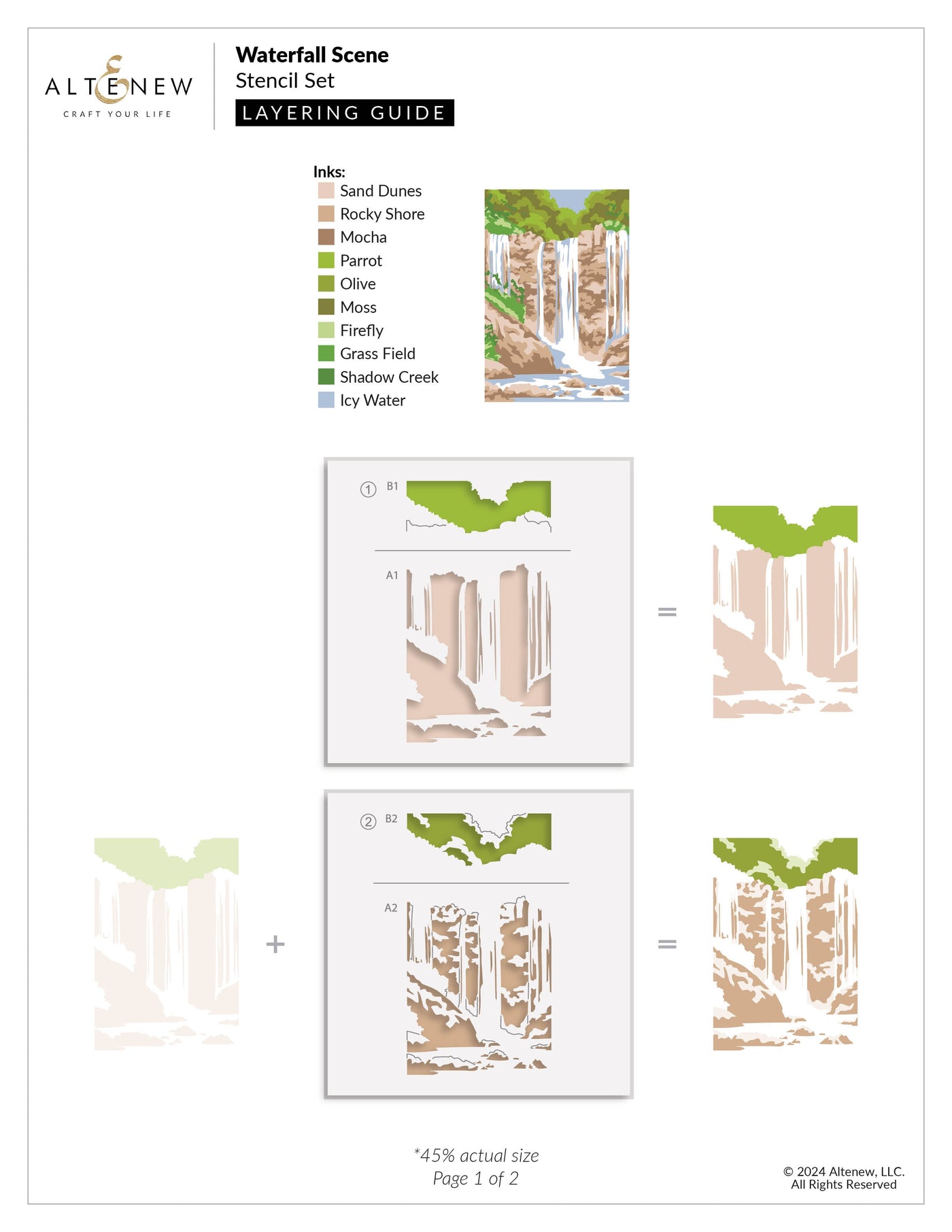 Stencil Waterfall Scene Layering Stencil Set (5 in 1)