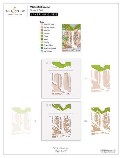 Stencil Waterfall Scene Layering Stencil Set (5 in 1)