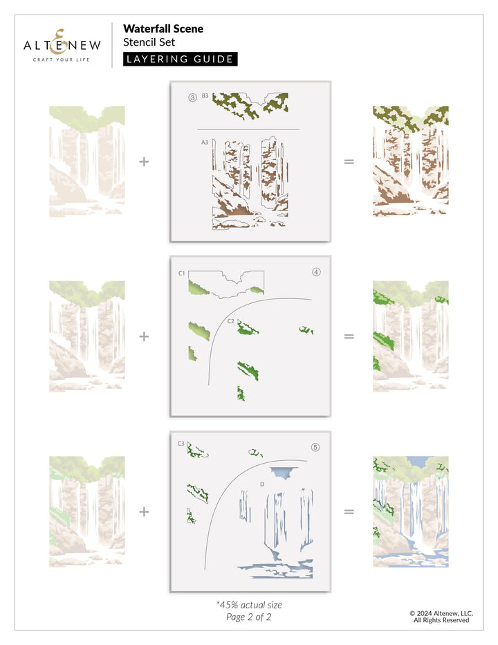 Stencil Waterfall Scene Layering Stencil Set (5 in 1)