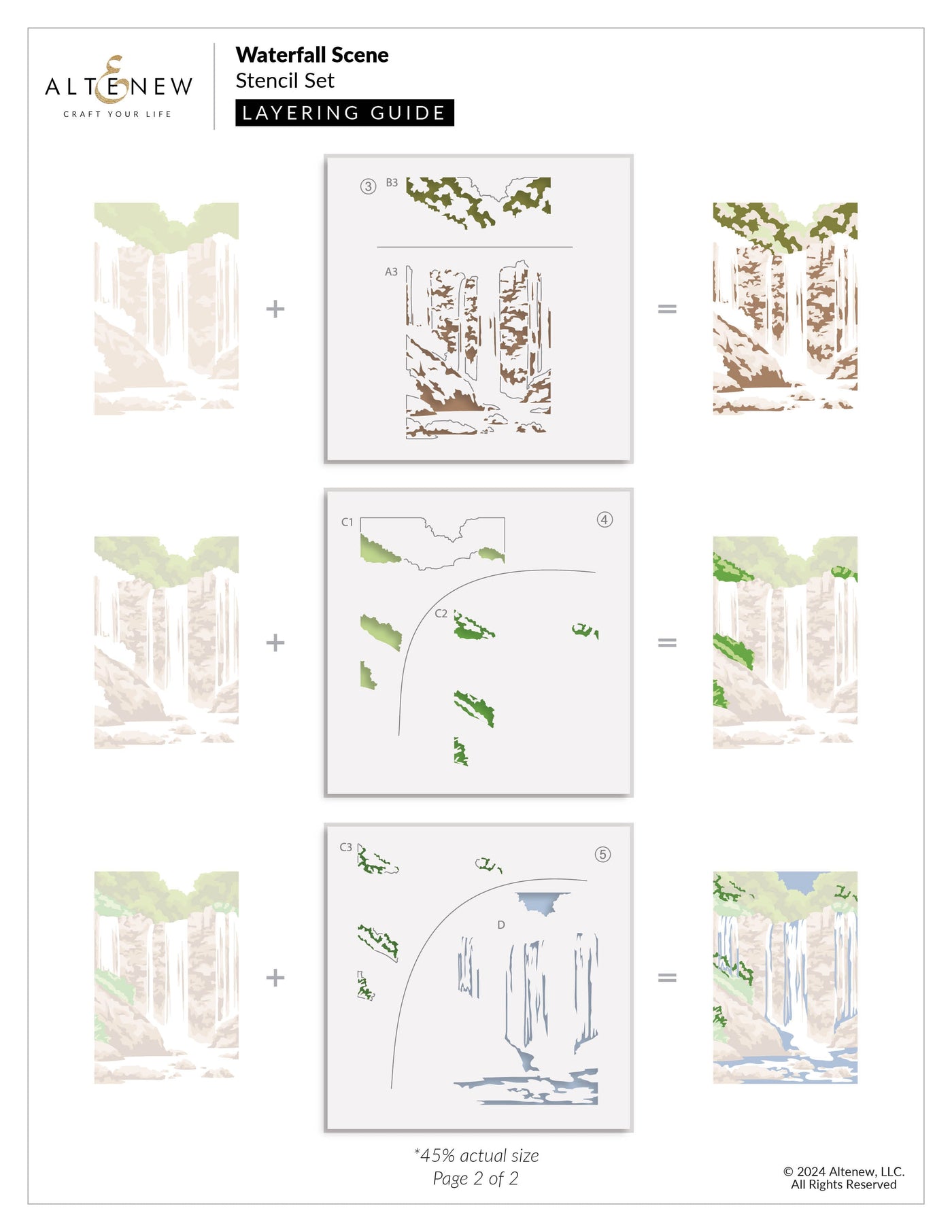 Stencil Waterfall Scene Layering Stencil Set (5 in 1)