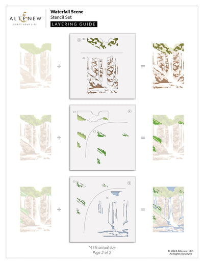 Stencil Waterfall Scene Layering Stencil Set (5 in 1)