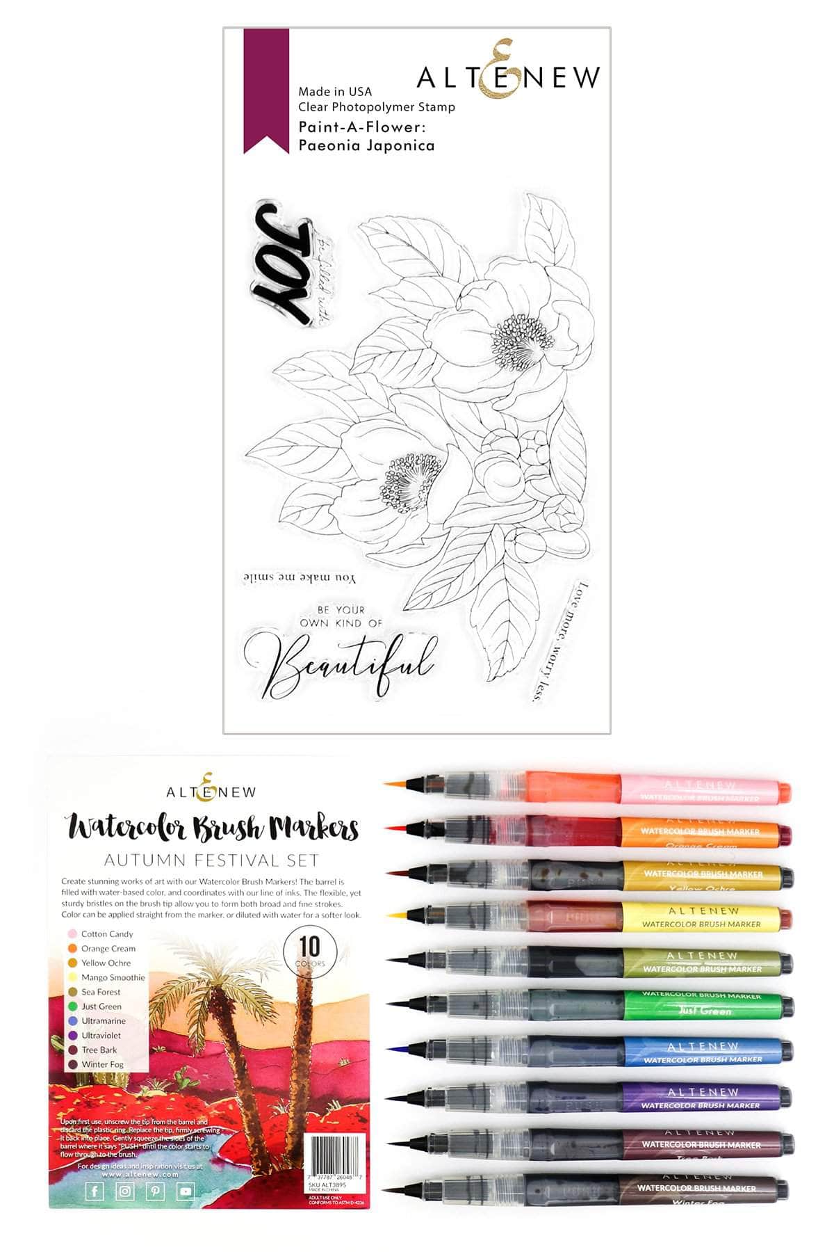 Watercolor Bundle Autumn Festival Watercolor Brush Markers & Stamp Bundle