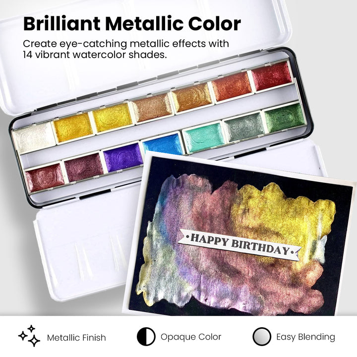 Watercolor Metallic Watercolor 14 Pan Set