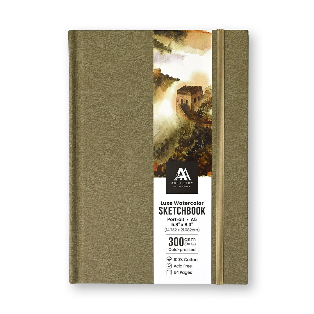 Watercolor Paper Luxe Watercolor Sketchbook - A5 (5.8" x 8.3") Portrait, 300 gsm