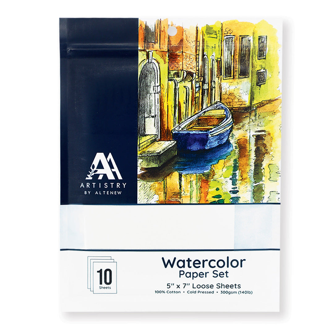 Watercolor Watercolor Paper Set (Cold-Pressed, 5" x 7" Loose Sheets, 10 sheets/set)
