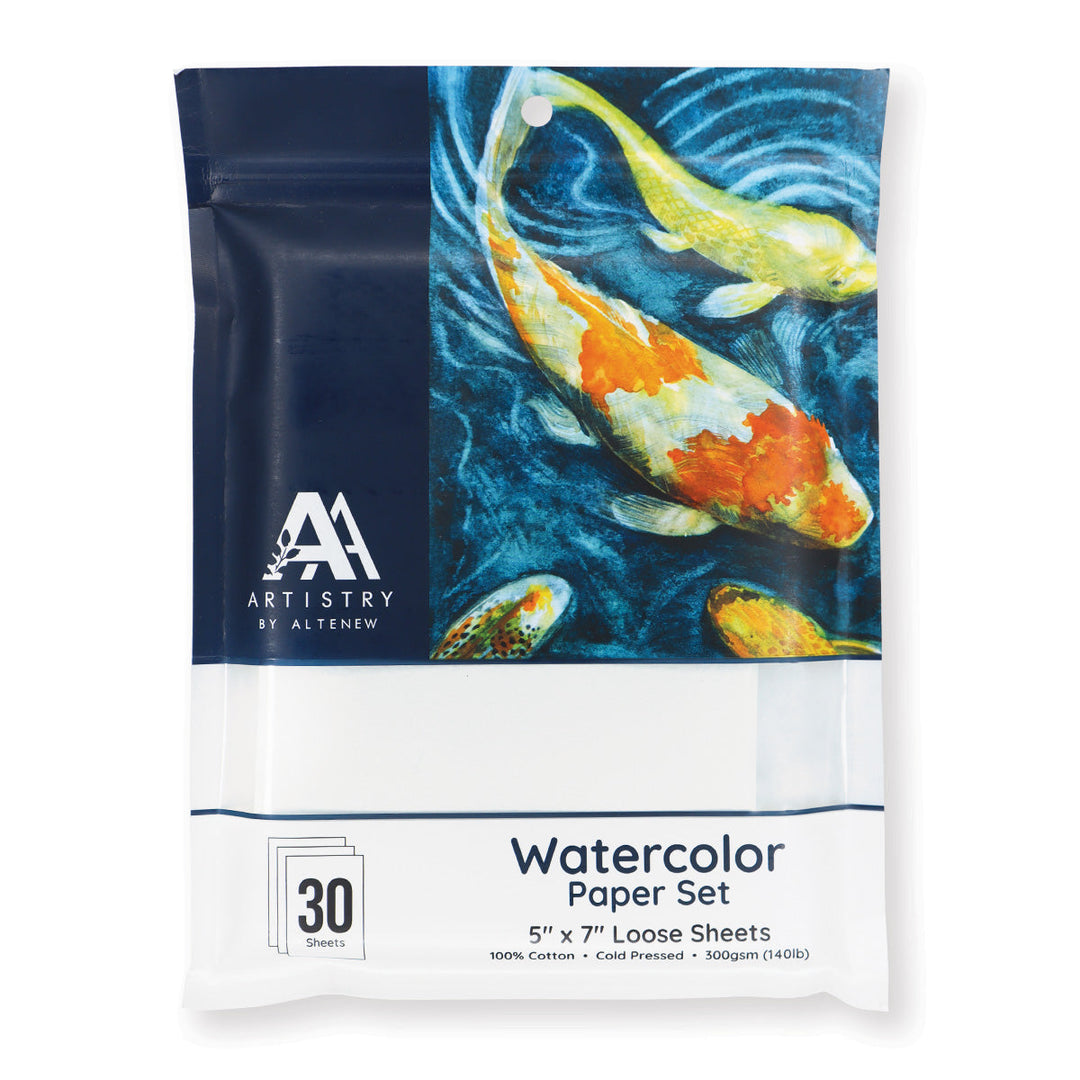 Watercolor Watercolor Paper Set (Cold-Pressed, 5" x 7" Loose Sheets, 30 sheets/set)